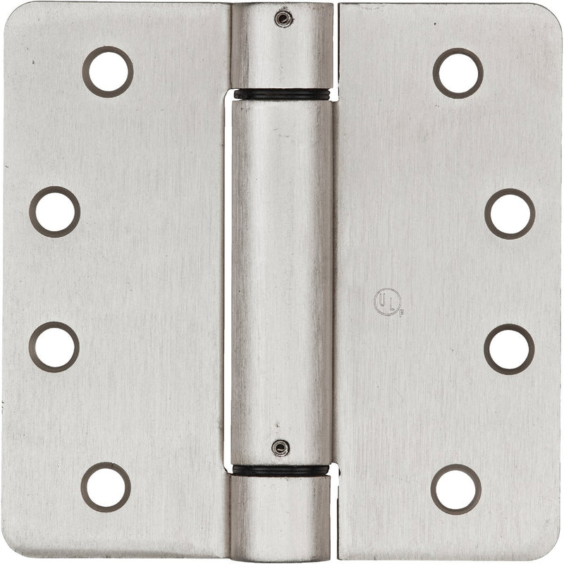 National 4 In. Satin Nickel 1/4 In. Radius Spring Door Hinge