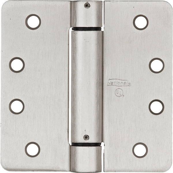 National 4 In. Satin Nickel 5/8 In. Radius Spring Door Hinge