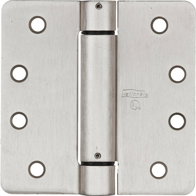 National 4 In. Satin Nickel 5/8 In. Radius Spring Door Hinge