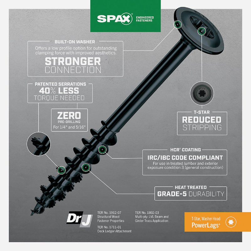 Spax PowerLags 1/4 In. x 5 In. Washer Head Exterior Structure Screw (50 Ct.)