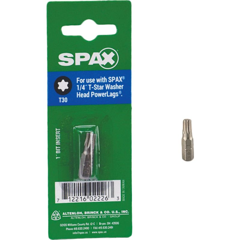 Spax 1/4 In. x 1 In. T30 T-Star Insert Screwdriver Bit