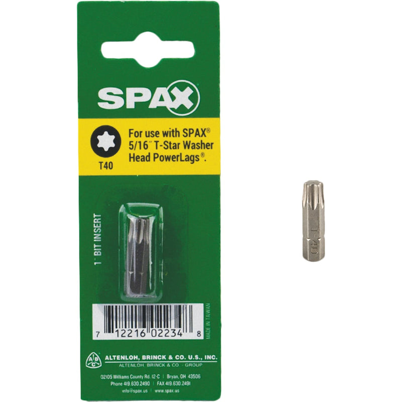 Spax 1/4 In. x 1 In. T40 T-Star Insert Screwdriver Bit