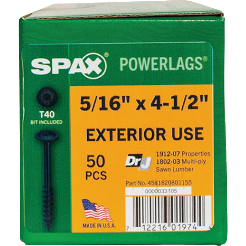 Spax PowerLags 5/16 In. x 4-1/2 In. Washer Head Exterior Structure Screw (50 Ct.)