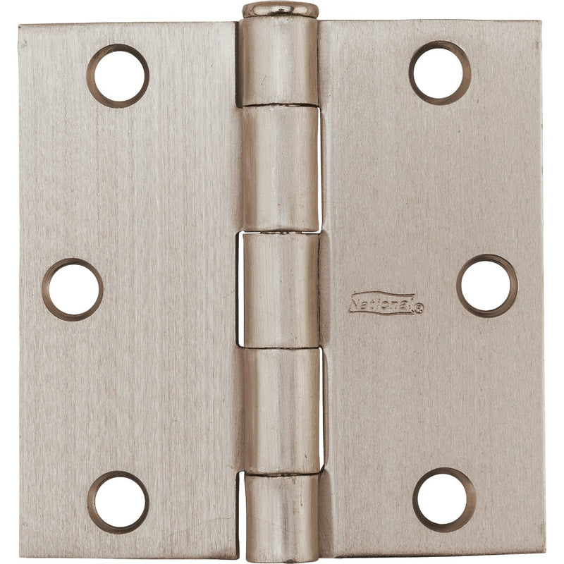 National 3 In. Satin Nickel Square Door Hinge