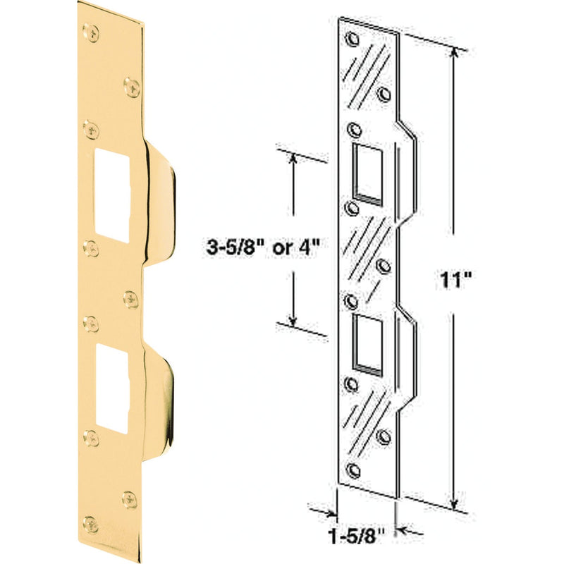 Defender Security Polished Brass 1-5/8 In. Heavy-Gauge High Security Strike Plate