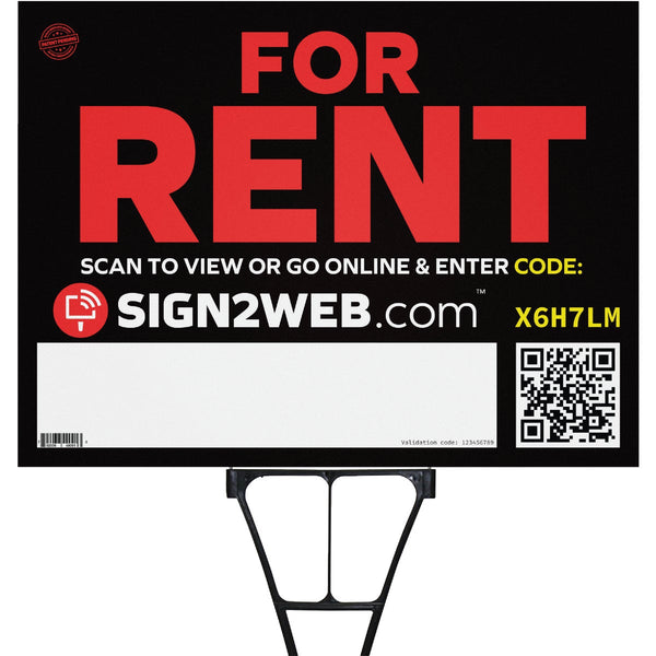 Sign2Web 18 In. x 24 In. Double Sided For Rent Sign
