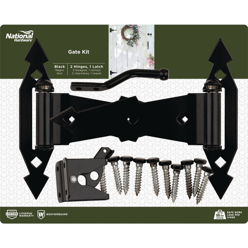 National Gate Hinge and Latch Hardware Kit, Black