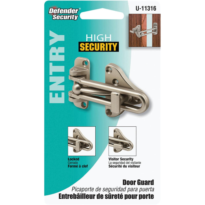 Defender Security Satin Nickel Swing Bar Door Guard with Lock