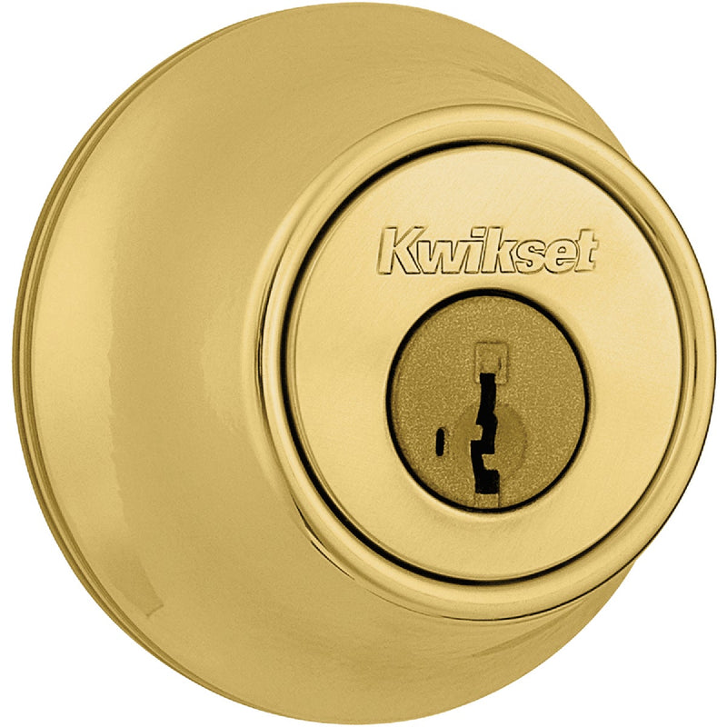 Kwikset 660 Single Cylinder Deadbolt with SmartKey, Polished Brass