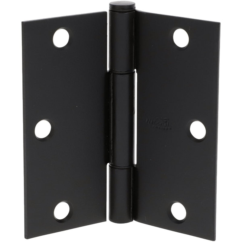 National Hardware Squeak Guard 3-1/2 In. Matte Black Hinge with Square Corner (3-Count)