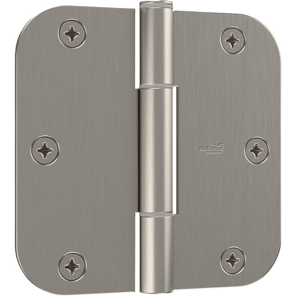 National Hardware Squeak Guard 3-1/2 In. Satin Nickel Hinge with 1/4 In. Radius (3-Count)