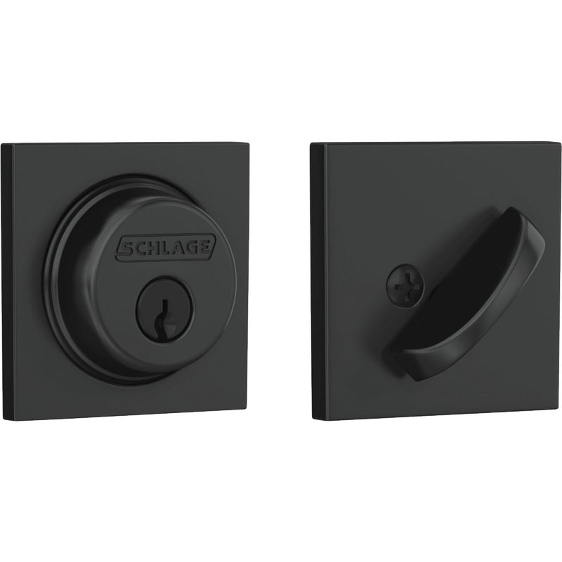 Schlage Matt Black Single Cylinder Deadbolt with Collins Trim