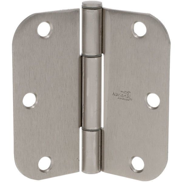 National Hardware Squeak Guard 3-1/2 In. Satin Nickel Hinge with 5/8 In. Radius (3-Count)