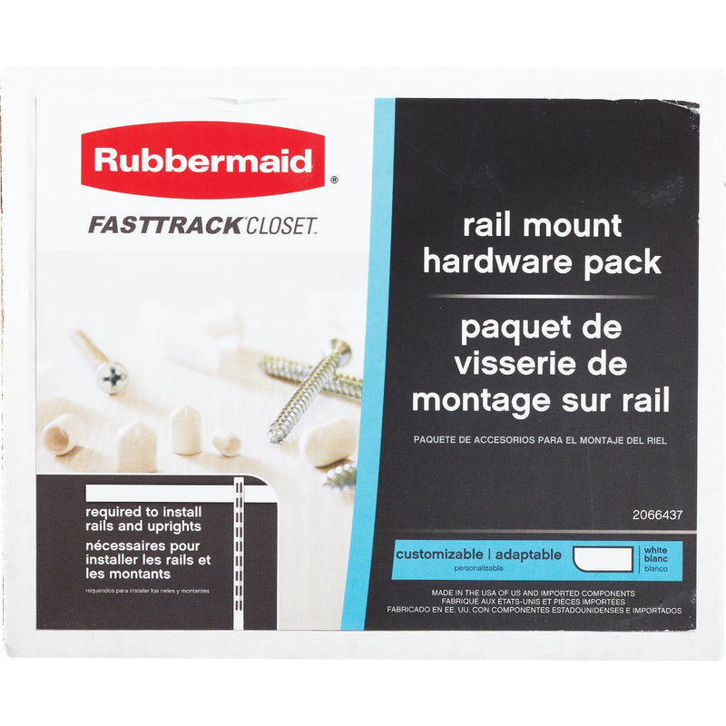 Rubbermaid Fasttrack White Rail Mount Hardware Pack