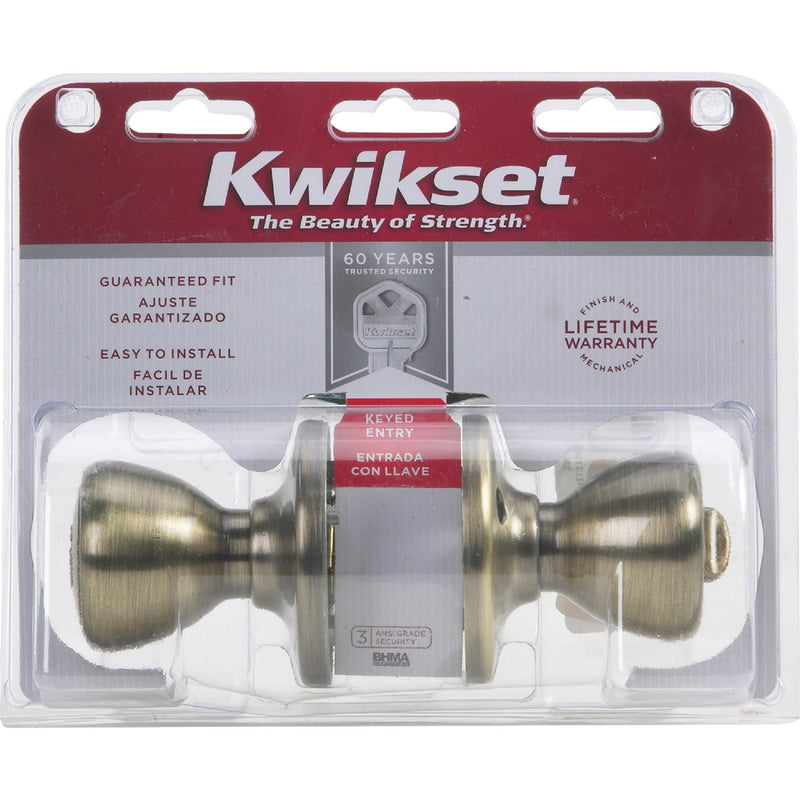 Kwikset Tylo Antique Brass Entry Door Knob