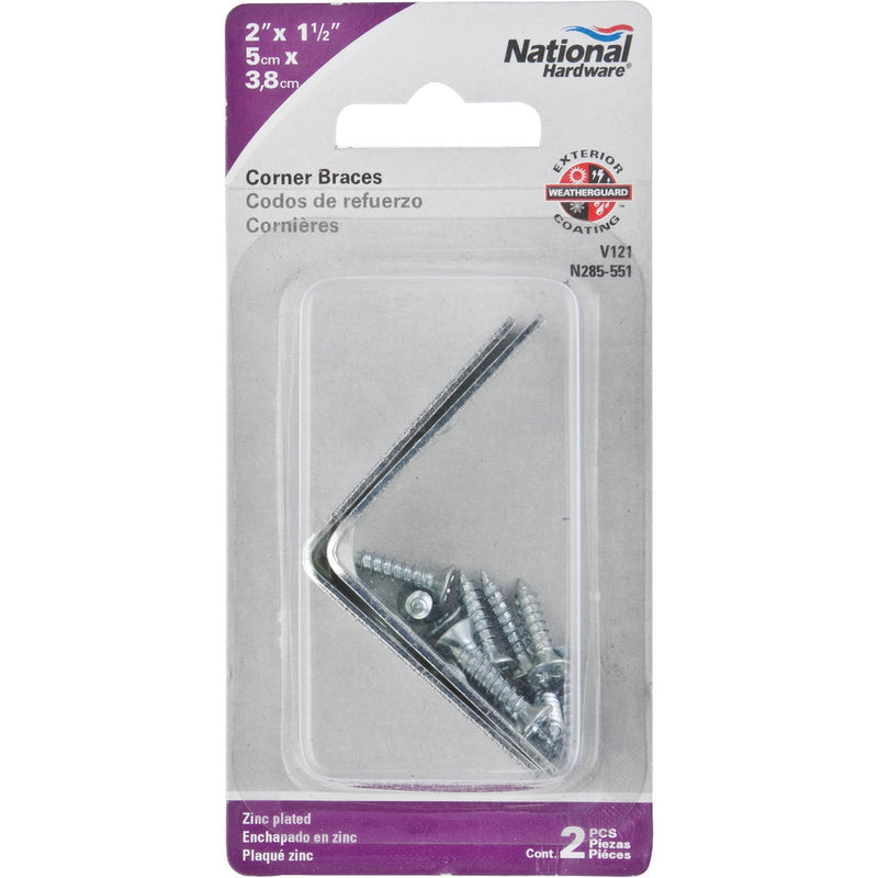 National Catalog V121 2 In. x 1-1/2 In. Double Wide Zinc Corner Brace (2-Count)