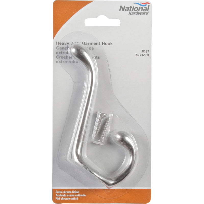 National Heavy-Duty Satin Chrome Wardrobe Hook