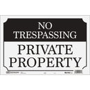 Hy-Ko 9 x 14 Black/White Aluminum Sign, No Trespassing/Private Property