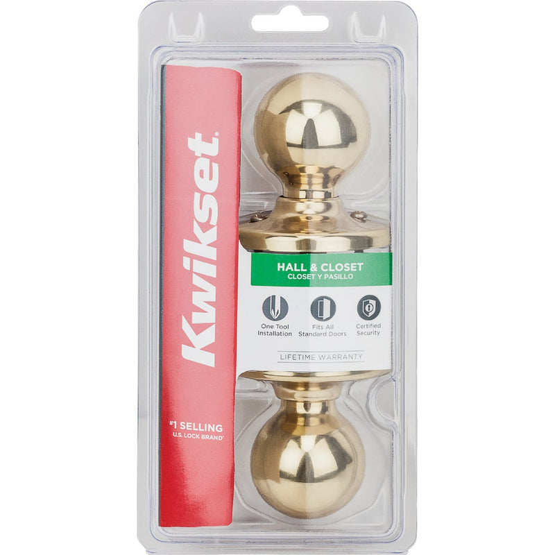 Kwikset Polo Polished Brass Hall & Closet Door Knob