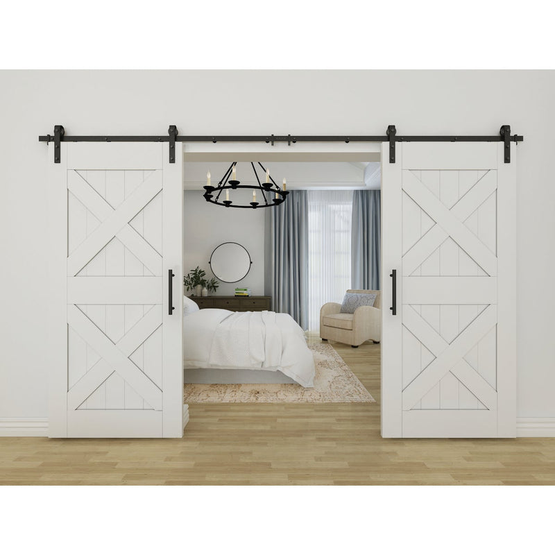 National 928 72 In. Matte Black Classic Interior Barn Door Kit (2-Piece)