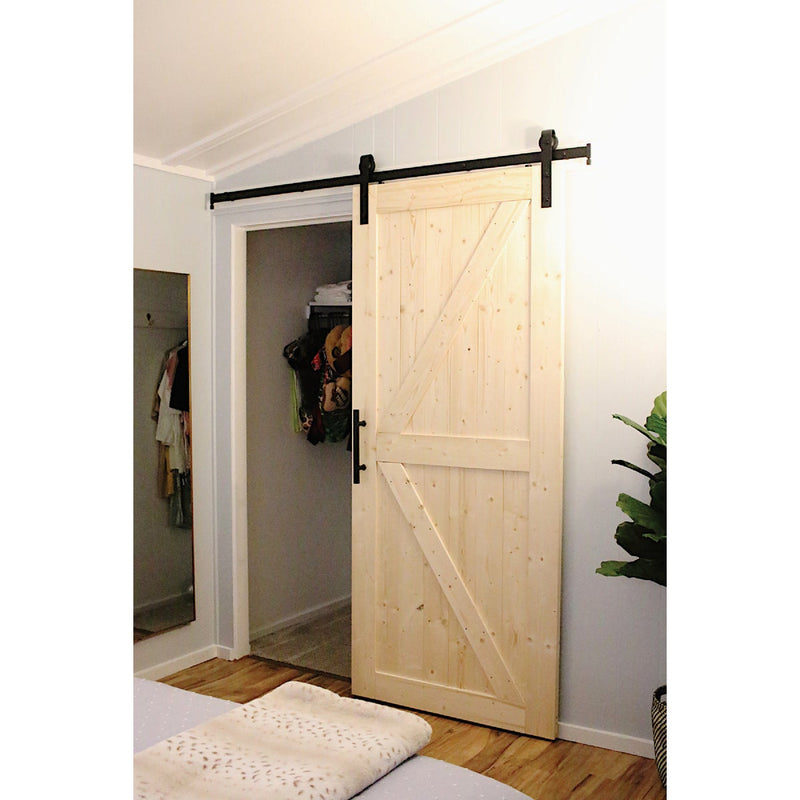 National 928 72 In. Matte Black Classic Interior Barn Door Kit (2-Piece)