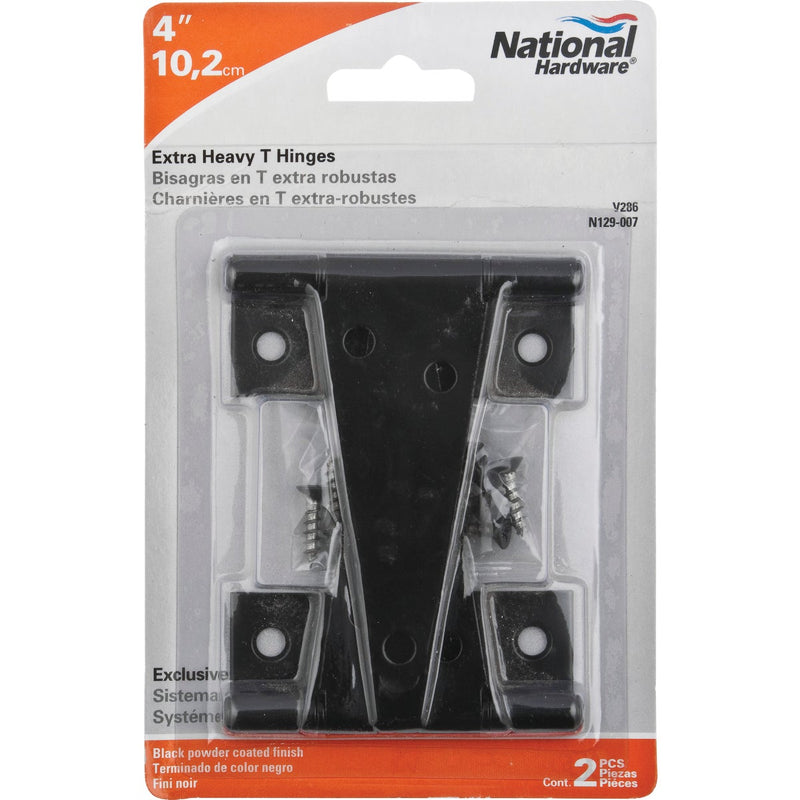 National 4 In. Black Heavy-Duty Tee Hinge (2-Pack)