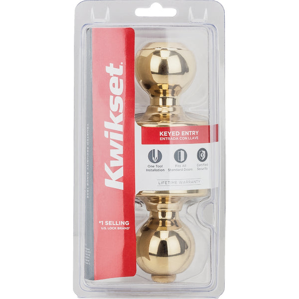 Kwikset Polo Polished Brass Entry Door Knob