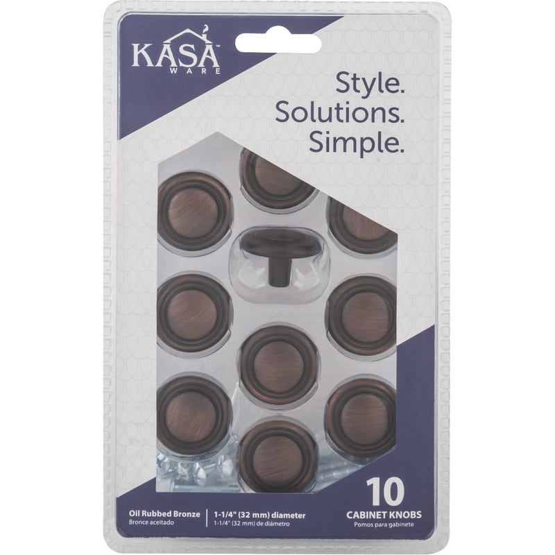 KasaWare 1-1/4 In. Dia. Brushed Oil Rubbed Bronze Cabinet Knob (10-Pack)