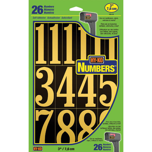 Hy-Ko 3 In. Polyester Adhesive Number Set, 26 Numbers