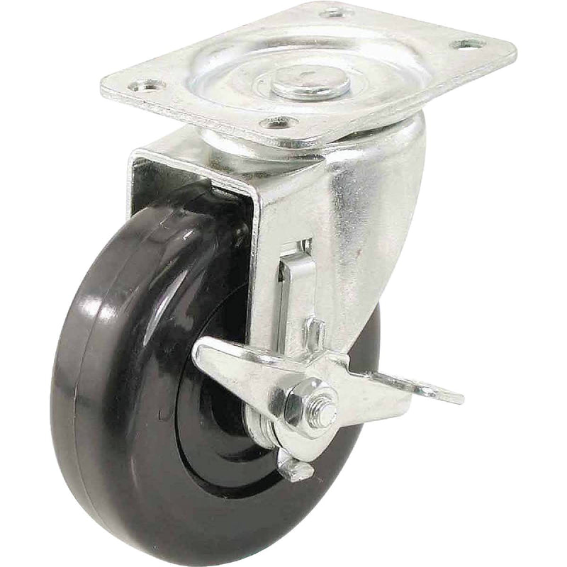 Shepherd 4 In. General-Duty Soft Rubber Swivel Plate Caster with Brake