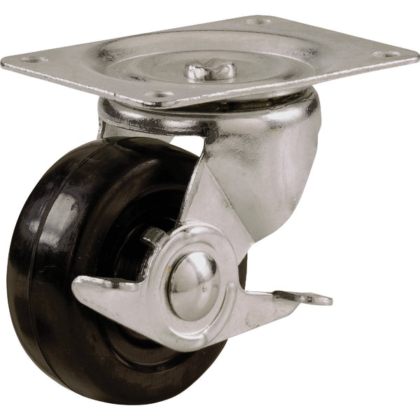 Shepherd 5 In. General-Duty Soft Rubber Swivel Plate Caster with Brake