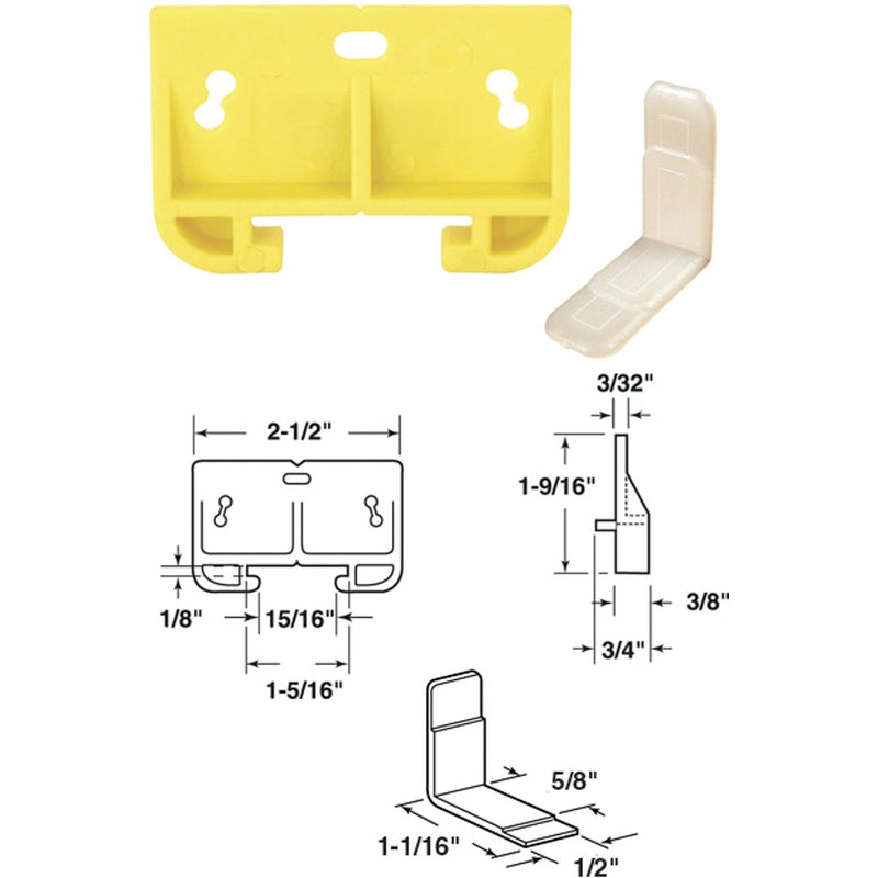 Prime-Line Polyethylene Yellow Track Guide for 1/8 In. x 1-5/16 In. Track (2 Count)