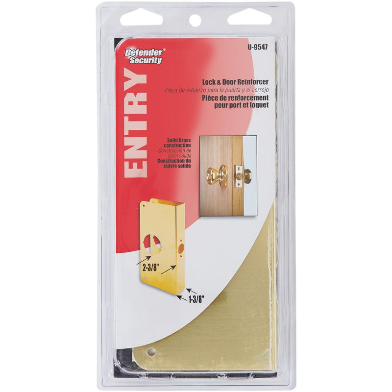 Defender Security 1-3/8 In. x 2-3/8 In. Brass Door Reinforcer