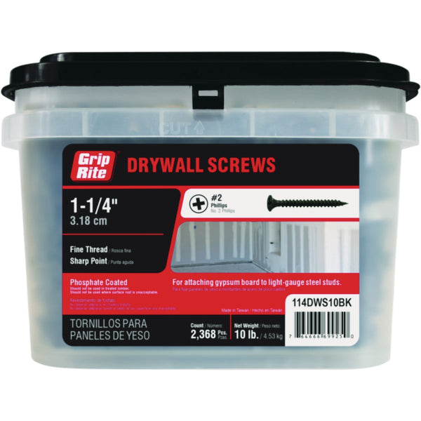 Grip-Rite #6 x 1-1/4 In. Fine Drywall Screw, 10Lb.