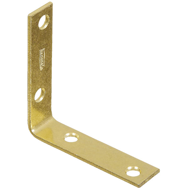 National Catalog V115 3 In. x 3/4 In. Brass Steel Corner Brace (4-Count)