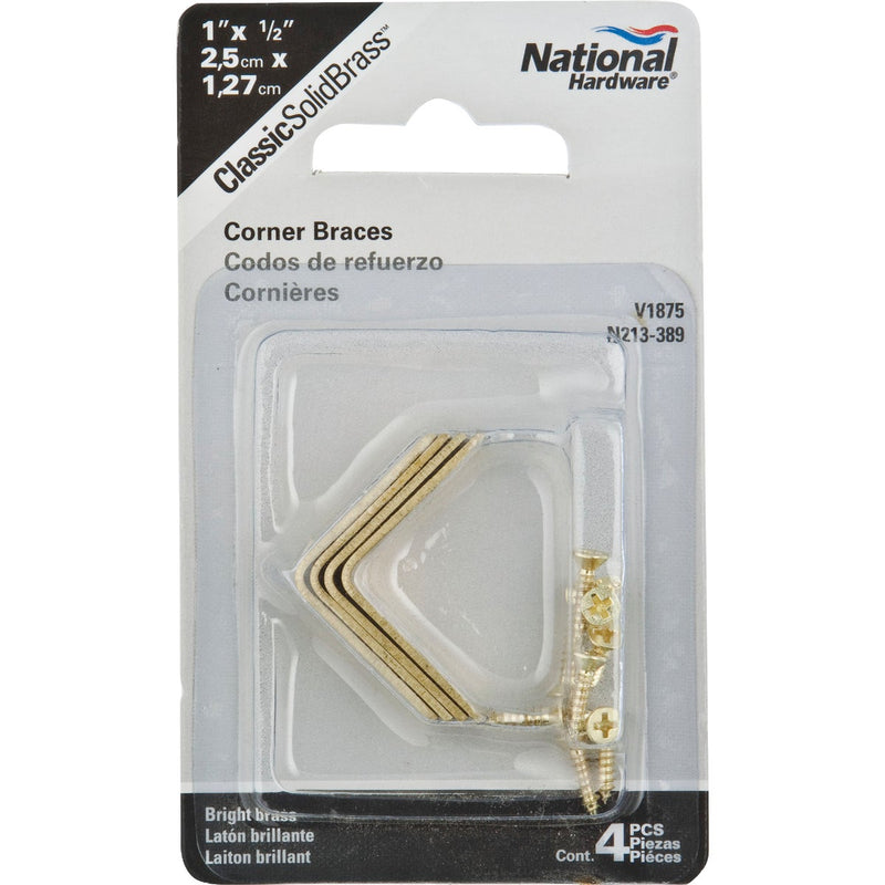 National Catalog V1875 1 In. x 1/2 In. Solid Brass Corner Brace