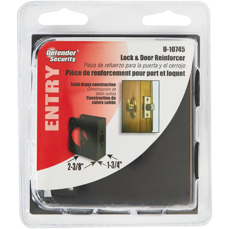 Defender Security 1-3/4 In. x 2-3/8 In. Door Thickness Solid Bronze Door Reinforcer