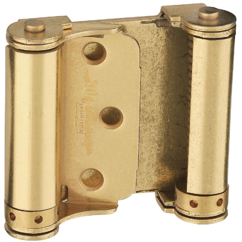 National 3 In. Satin Brass Double Action Spring Door Hinge (2-Pack)