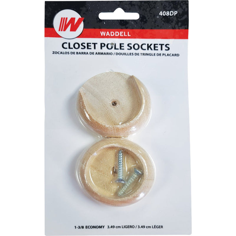 Waddell it 1-3/8 In. Wood Closet Rod Socket, Natural (2-Pack)