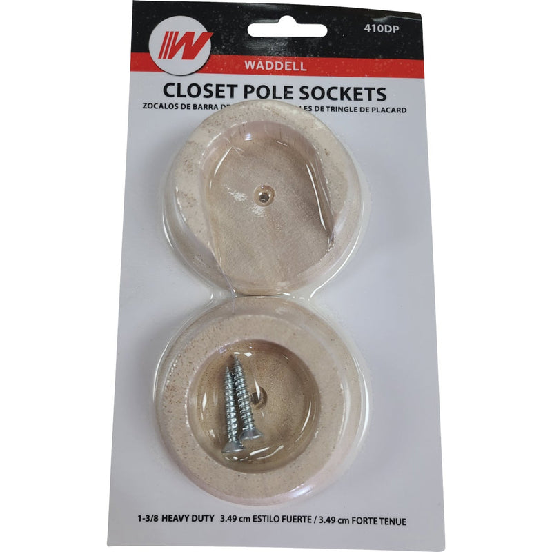 Waddell 1-3/8 In. Wood Closet Rod Socket, Natural (2-Pack)