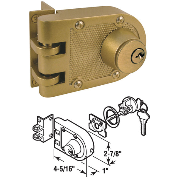 Defender Security Brass Double Cylinder Single Rim Deadlock, Jimmy-Resistant