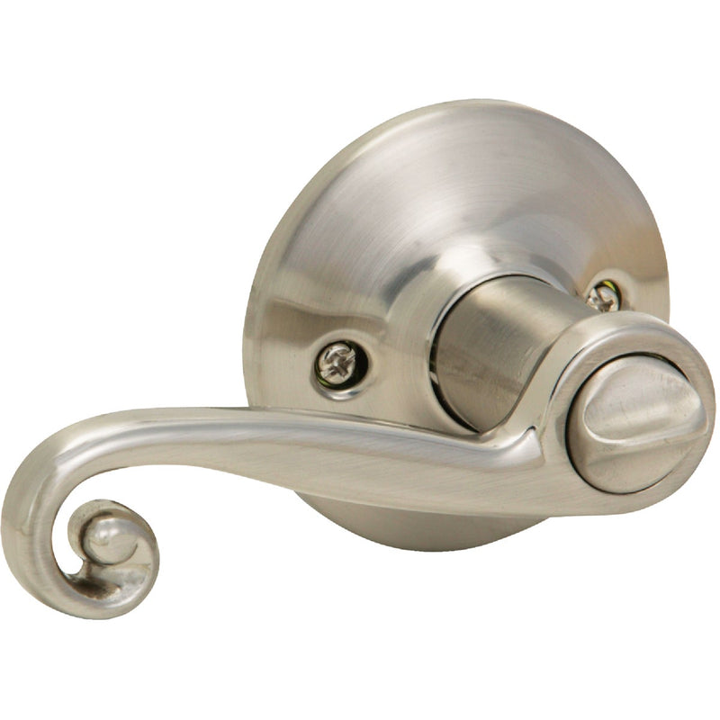 Steel Pro Brushed Nickel Scroll Privacy Door Lever