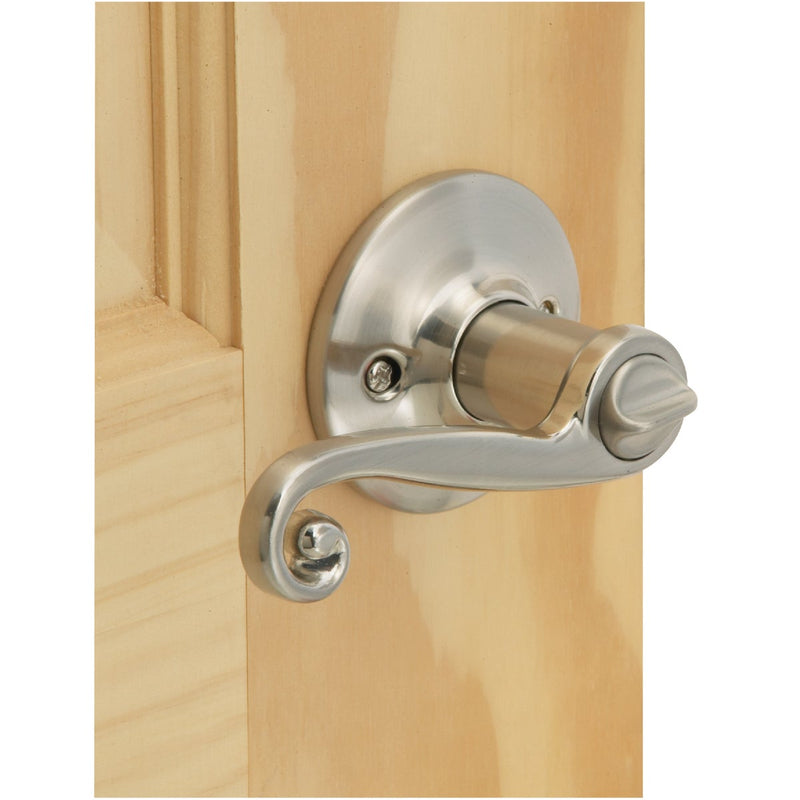 Steel Pro Brushed Nickel Scroll Privacy Door Lever