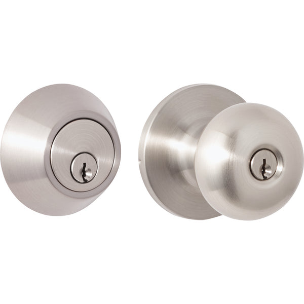 Steel Pro Brushed Nickel Deadbolt and Door Knob Combo