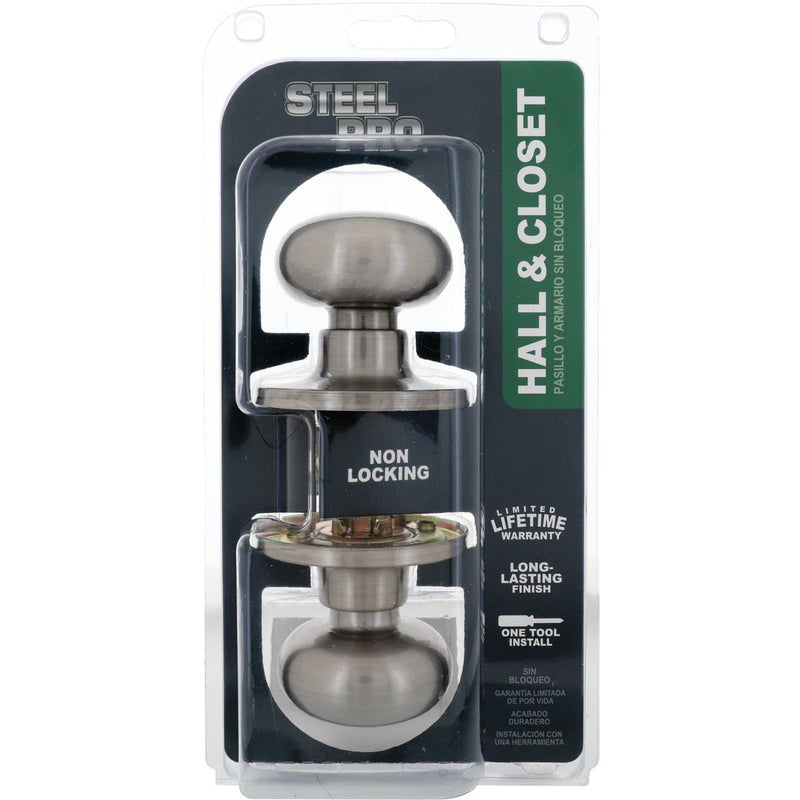 Steel Pro Brushed Nickel Hall & Closet Door Knob