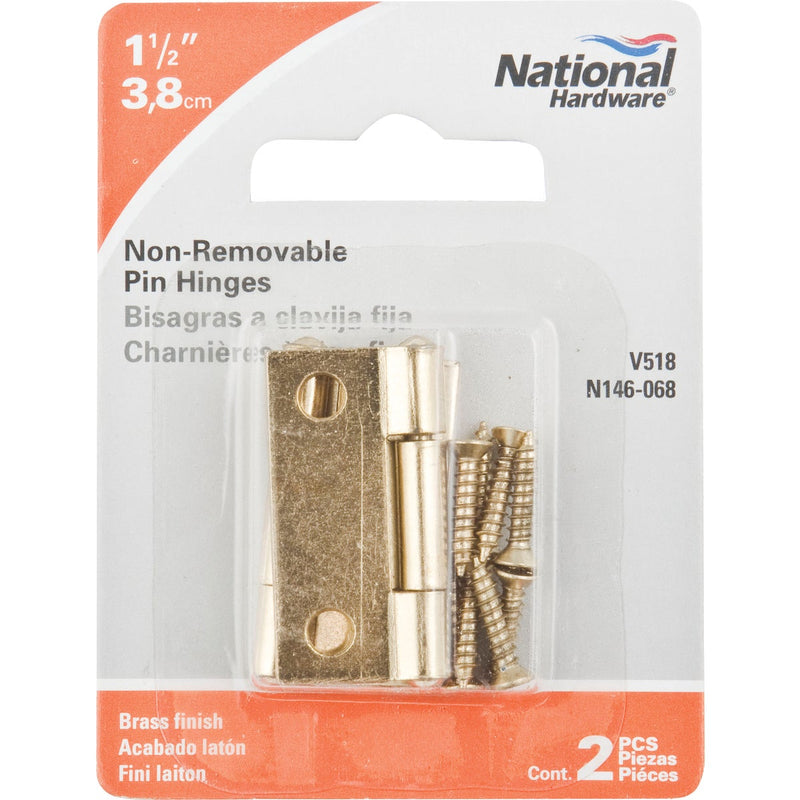 National 1-1/2 In. Brass Tight-Pin Narrow Hinge (2 Count)