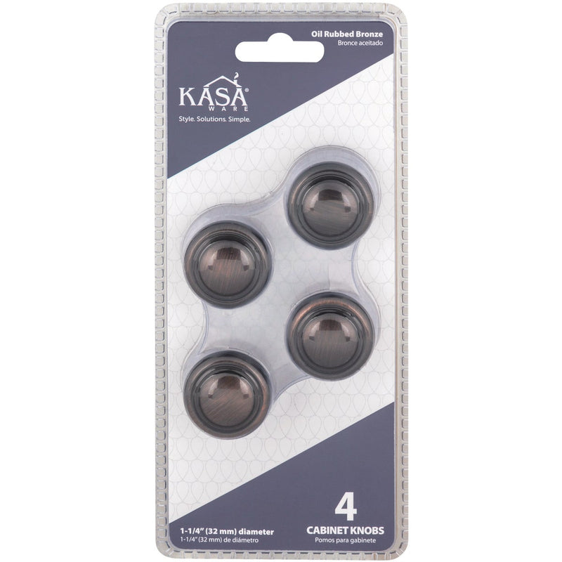 KasaWare 1-1/4 In. Dia. Brushed Oil Rubbed Bronze Cabinet Knob (4-Pack)