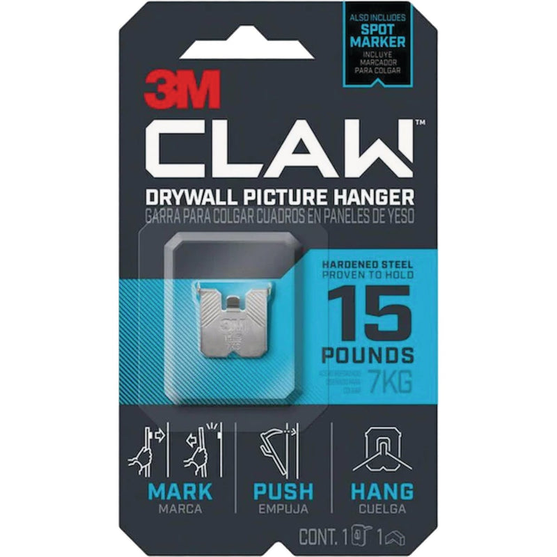 3M Claw Drywall Picture Hanger with Temporary Spot Marker, Holds 15 Lb., 1 Hanger, 1 Marker