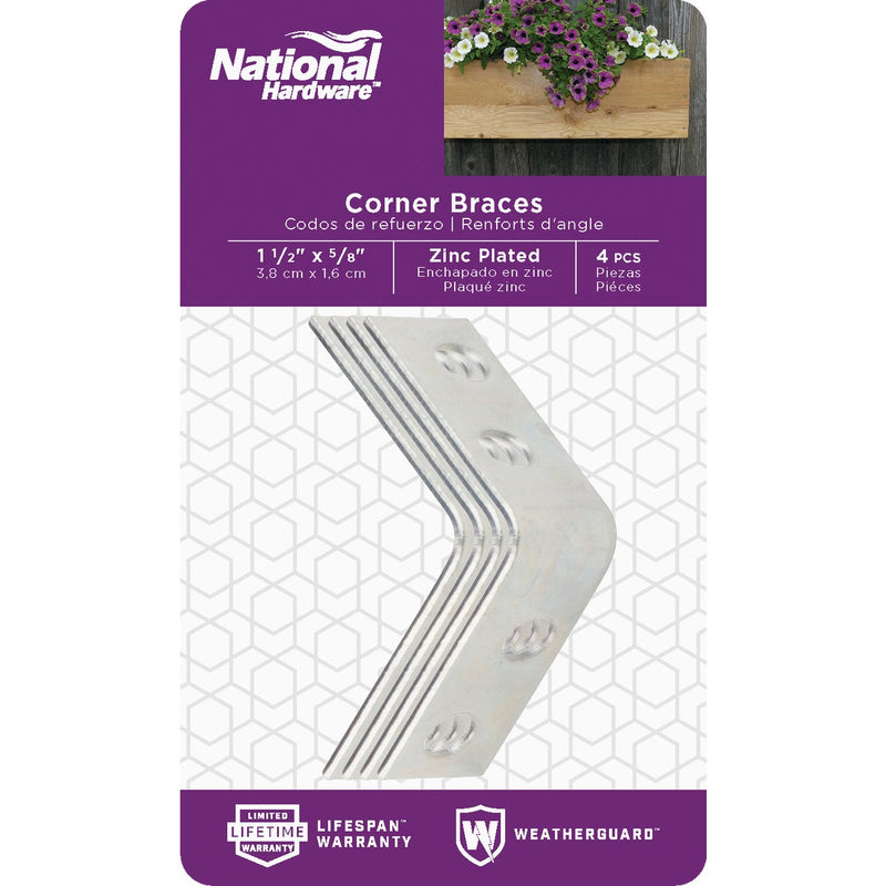 National Catalog V115 1-1/2 In. x 5/8 In. Zinc Steel Corner Brace (4-Count)