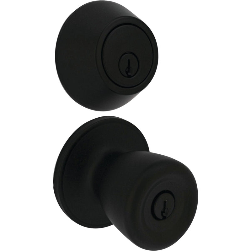 Steel Pro Matte Black Tulip Deadbolt & Door Knob Entry Combo (2-Pack)